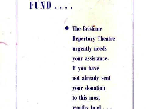 On the back page of the program - Brisbane Rep raising funds for 'a home of our own'.