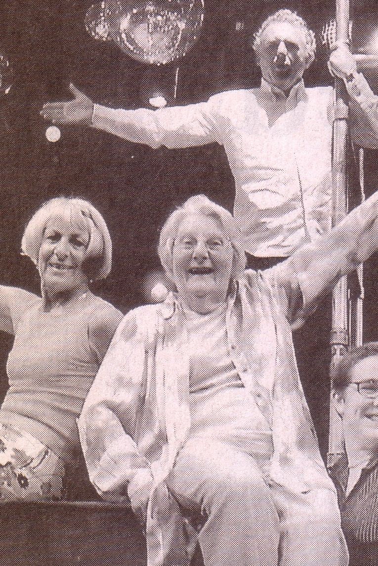 The Final Bow photo in The Australian September 19, 2003. L to R: Paul Dellit, Rosemary Walker, Bev Langford, Michael Forde, Anika Vilé & Ian Lawson.