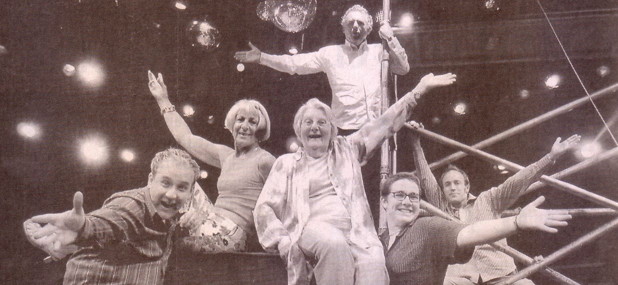 The Final Bow photo in The Australian September 19, 2003. L to R: Paul Dellit, Rosemary Walker, Bev Langford, Michael Forde, Anika Vilé & Ian Lawson.