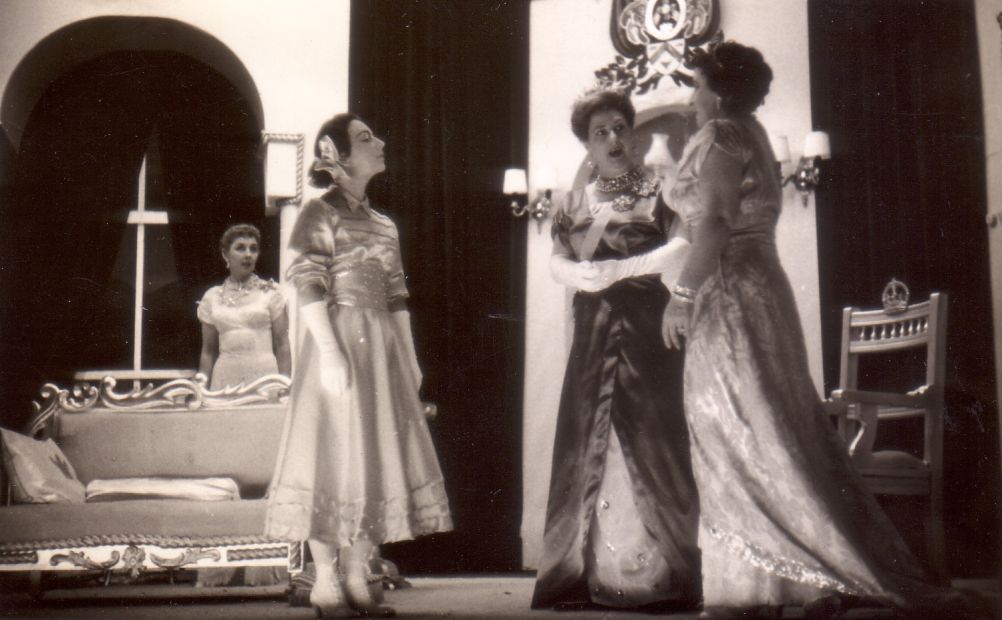 L to R: Joan Tanner, Beverley Bates, Betty Ross & Babette Stephens in The Sleeping Prince, 1956.