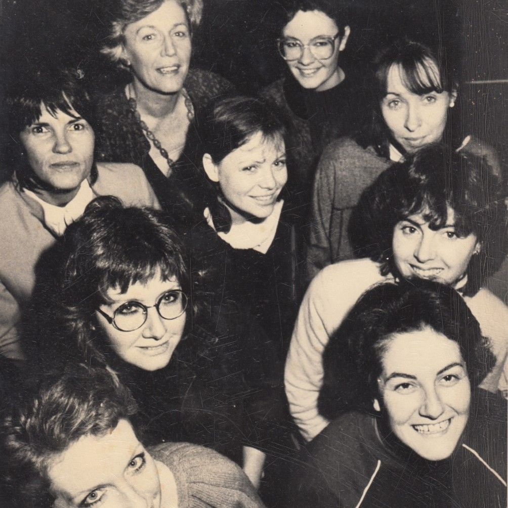 Jennifer and cast of 'Top Girls', in 1984.