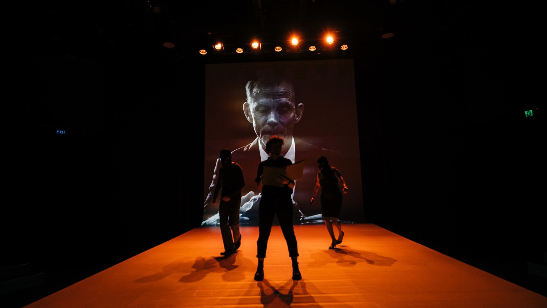 Will Carseldine as Marc Antony, Giema Contini as Cassius and Calpurnia and Chenoa Deemal as Brutus