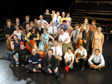 Director/Designer Sean Mee (centre front) with cast, band, chorus and crew.