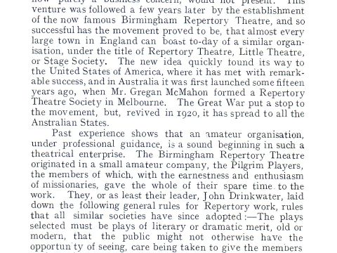Professor JJ Stable's Dover Road program notes on The Repertory Theatre.