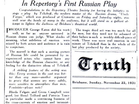 Uncle Vanya review in Truth, November 22 1931.