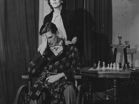 Dorothy Wheeler and Ray Barrett as mother and son in The Sacred Flame by W.Somerset Maughan directed by Igor Wollner in Albert Hall, 1951.