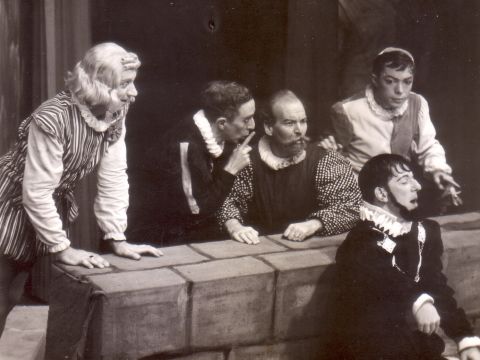 L to R: Jack Brown, Geoffrey Brown, Frank Miller, Graham Knight with Eric Hauff as Malvolio in front