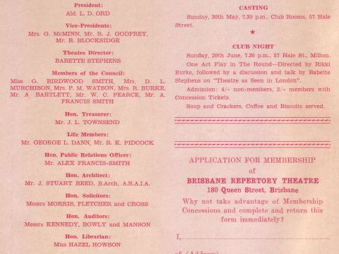 Brisbane Repertory Council members, patrons and committee members in 1965.