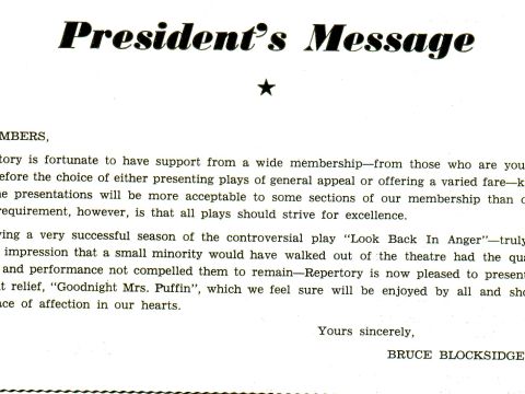 President Bruce Blocksidge's program message.