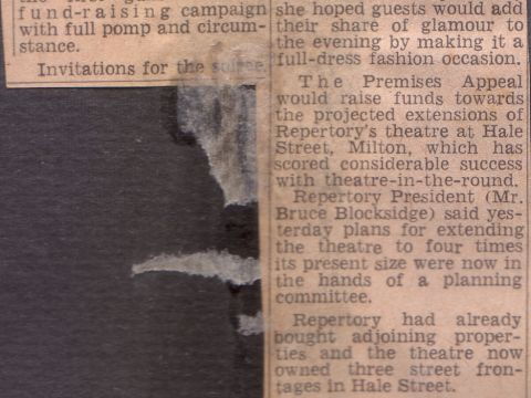 Fundraising towards a purpose-built theatre, 1969.