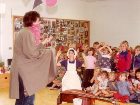 ECDP's  Dig with Paul Haseler & Christine Hoepper role-playing with pre-school children, 1978.