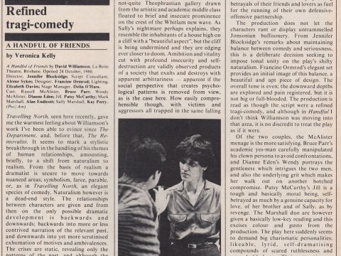 Review by Veronica Kelly in Theatre Australia Dec.Jan.1981