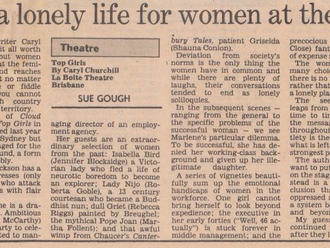 Review by Sue Gough in The Australian, date unknown.