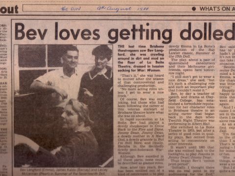 Bev Langford, James Kable & Lesley McLennan in The Sun, 8 August 1988.