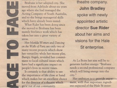 "Rider ventures where no one has gone before" in The Brisbane Review, 3 December 1992 (Part 1). Courtesy Rikki Burke