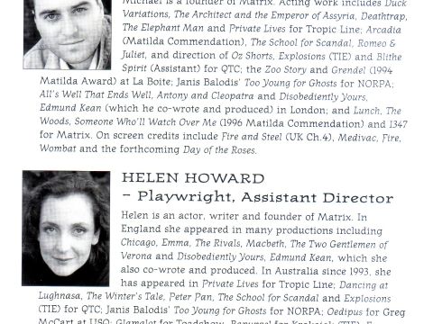 Playwrights Michael Futcher & Helen Howard