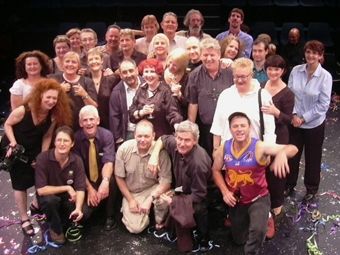 The Final Bow cast, crew and audience members, 2003. A celebration of the company's 30 years of productions at La Boite Theatre in Hale Street, Milton.