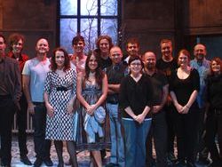 Director David Berthold with cast, crew, creatives of Hamlet, 2010.