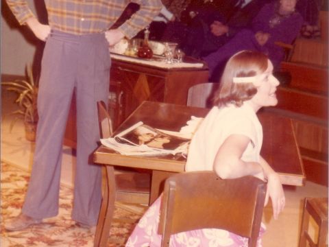 Kaye Stevenson & David Chandler, performing the first act of A Refined Look at Existence for the official opening Sunday June 4, 1972.