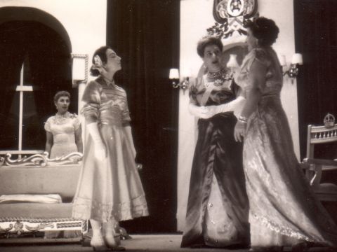 L to R: Joan Tanner, Beverley Bates, Betty Ross & Babette Stephens in The Sleeping Prince, 1956.