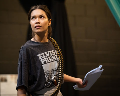 Nicole Hoskins in rehearsals for Macbeth 